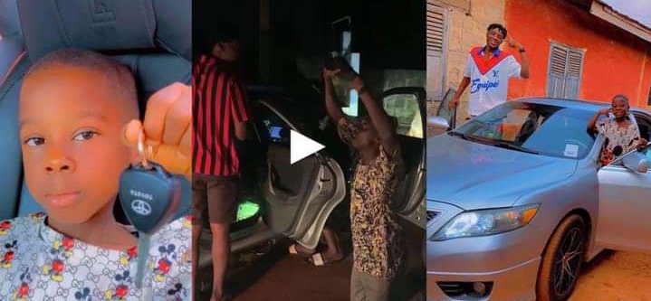 Popular skit makers, Kiriku and De Umbrella Boy has moved their dad to tears after they bought him a brand new car.