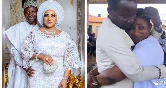 “This is so Romant!c oo..I want to start Cumming inside my cloth” – Fans React to Romantic Moment Of Actress Mide Martins Hugging Her Husband Afeez Owo publicly (Video)