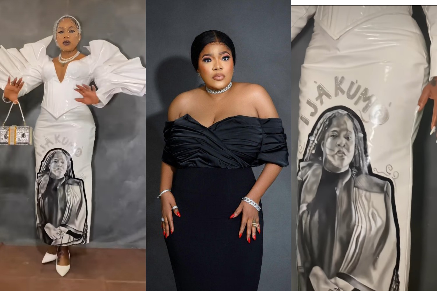 “God save you” Toyin Abraham reacts as Toyin Lawani wears outfit with her face, days after threatening her