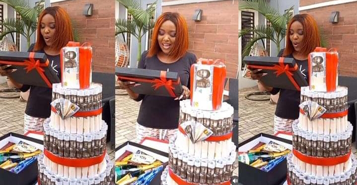 “This made me shed tears” Biola Bayo emotional as Ayo Olaiya, Kenny George surprise her in grand style (Video)