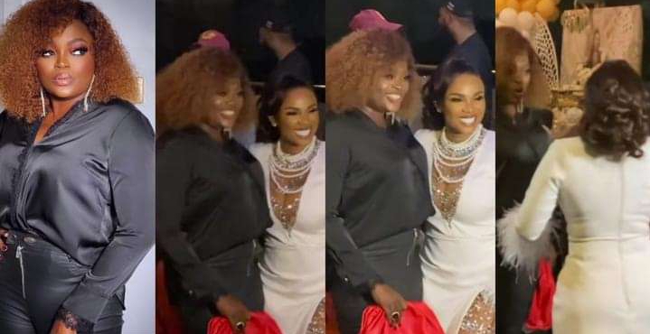 “So JJC Skillz was the one preventing you” Funke Akindele stirs reactions as she storms Iyabo Ojo’s birthday party (Video)